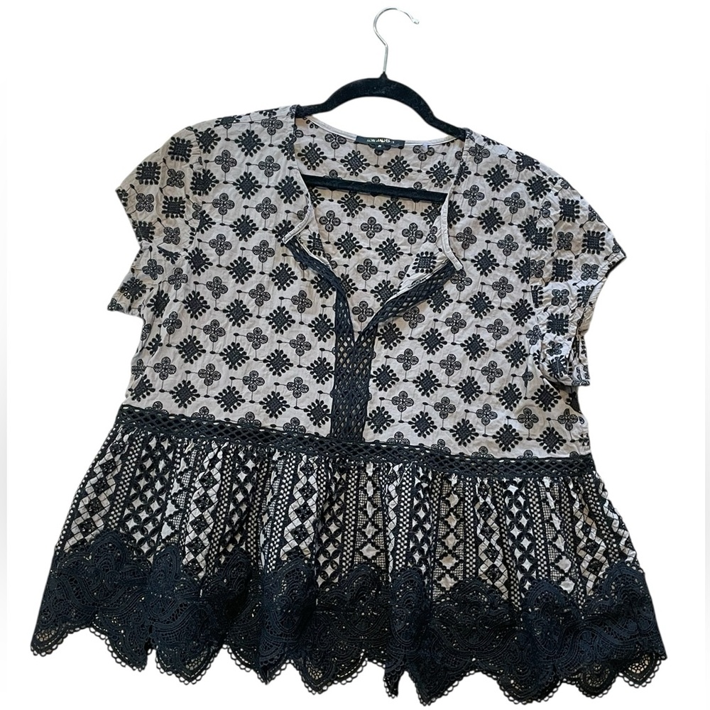 Kobi Halperin Eyelet/Lace Top, Size XL, EUC